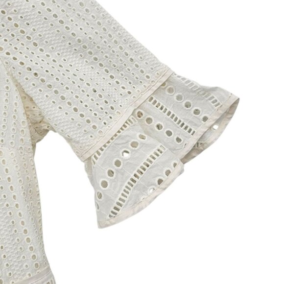 Banana Republic Womens 10 Eyelet Fit & Flare Cream Dress - Picture 6 of 16